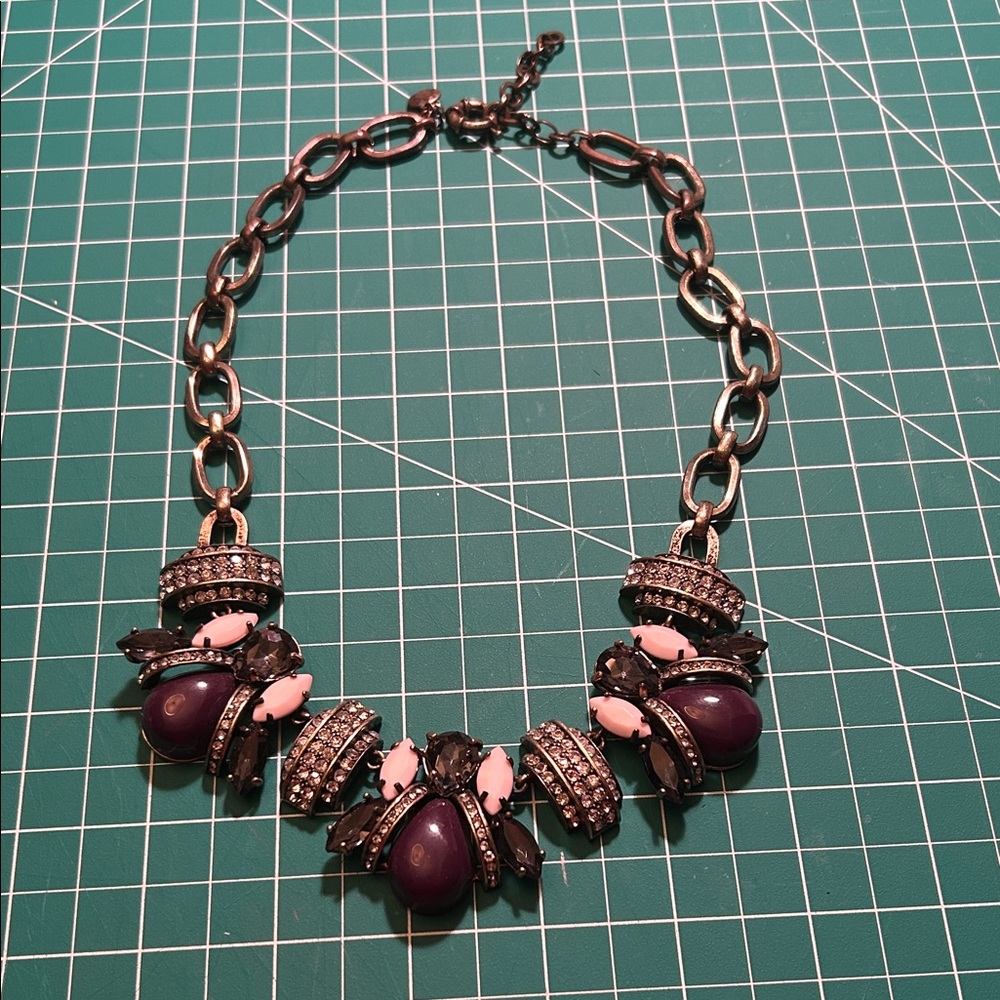 J.Crew Elegant Purple and Pink Statement Necklace